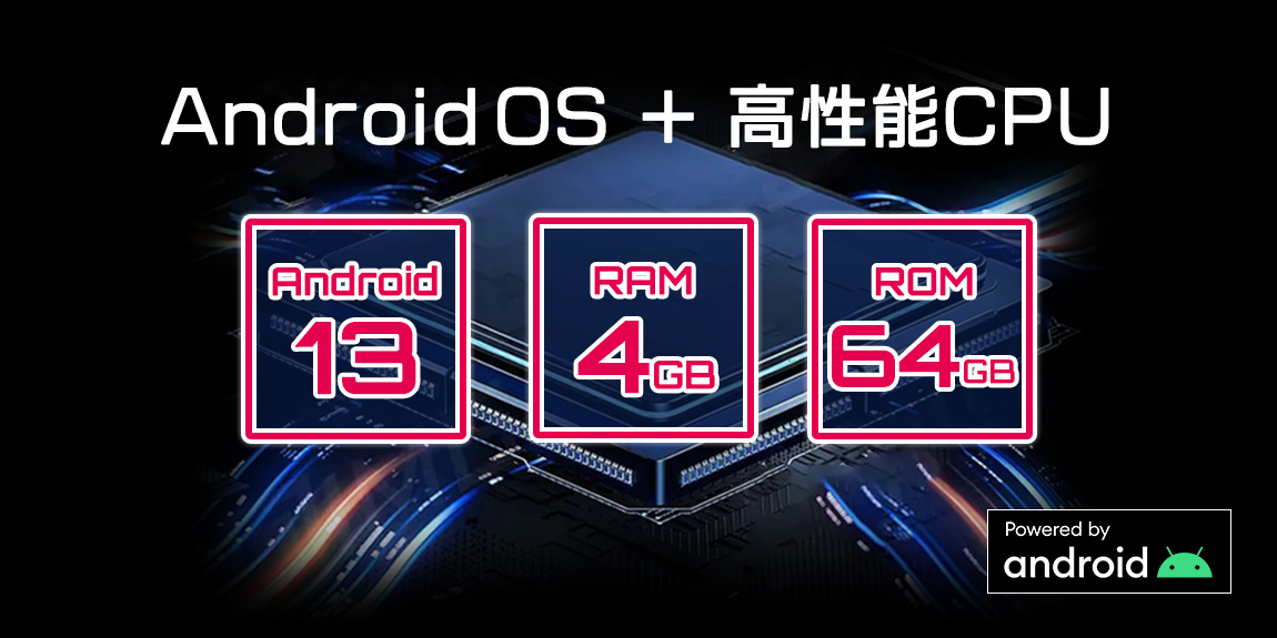 Android OS + 高性能CPU Android13 RAM4GB ROM64GB