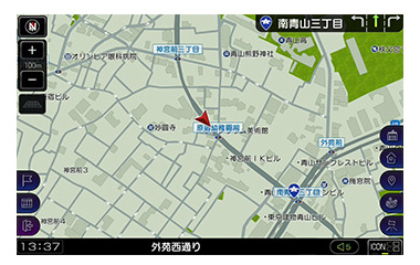 カーナビDPLAY-1011ATPの地図で北が上になっているイメージ