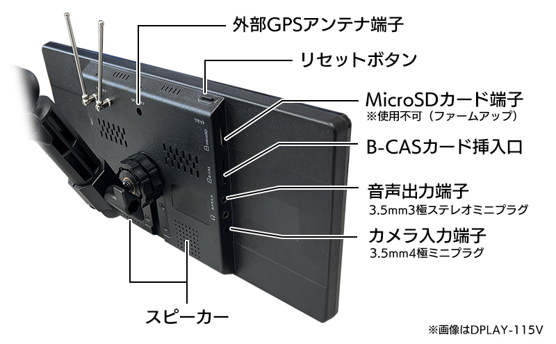 製品詳細 GPSアンテナ AUX端子 バックカメラ USB MicroSD B-CAS