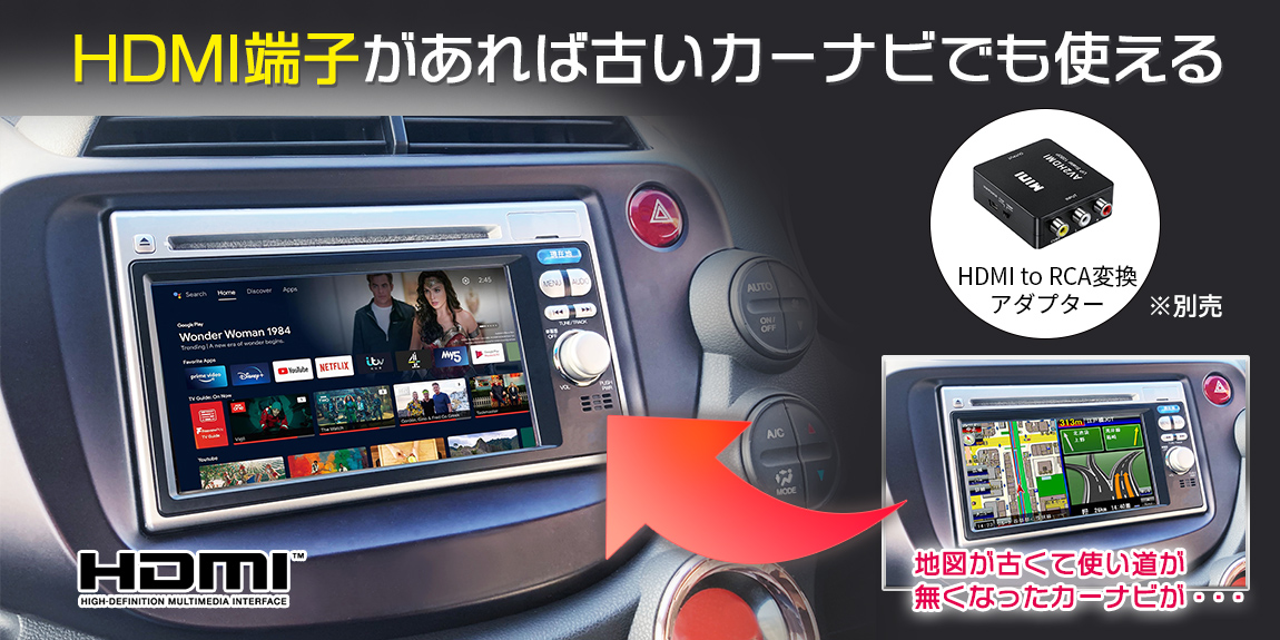 HDMI端子があれば古いカーナビでも使える