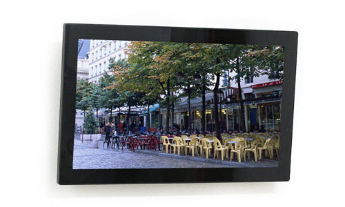 SP-215CM 電子POP壁掛け見本、金具AV607T(別売)を使った場合