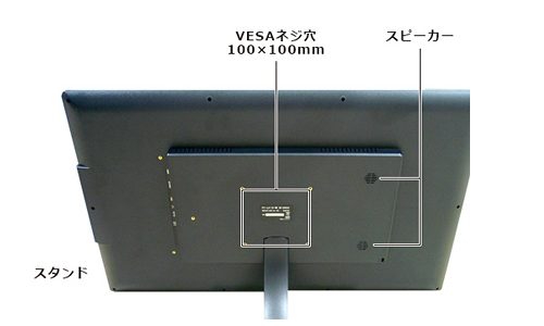 SP-240CM 電子POP 各パーツの説明(背面) VESAネジ穴、スピーカー