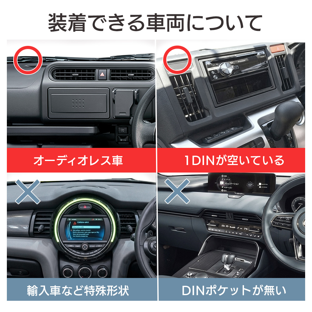 装着できる車両について写真付きで説明