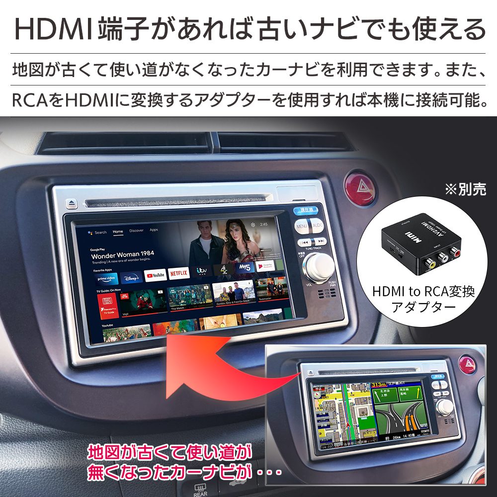 HDMI端子があれば古くて使い道がなくなったカーナビでも使える